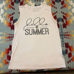 White Sleeveless 'Hello Summer' Top